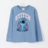 Polera Manga Larga Niña Guiño Lilo & Stitch Azul Disney