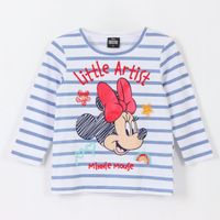 Polera Manga Larga Niña Rayas Minnie Blanco Disney