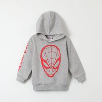 Poleron Cerrado Con Gorro Niño Spiderman Web Gris Marvel