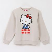 Polerón Cerrado Niña Personaje Gris Blanco Hello Kitty