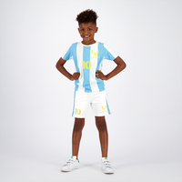 Polera Manga Corta Niño Argentina Blanco Con Amarillo Messi