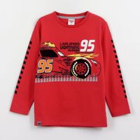 Polera Manga Larga Niño Rayo McQueen Cars Rojo Disney