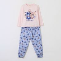 Pijama Manga Larga Niña Stitch & Angel Rosado Disney