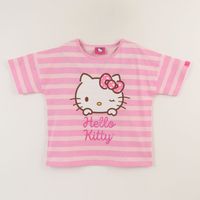 Polera Manga Corta Niña Rosado Rayas Hello Kitty