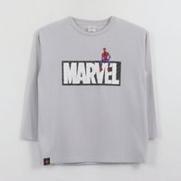 Polera Manga Larga Niño Back Print Spiderman Blanco Marvel