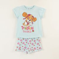 Pijama Manga Corta Niña Celeste Tropical Paw Patrol