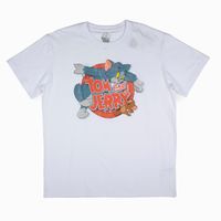 Polera Manga Corta Hombre Tom Blanco Tom y Jerry