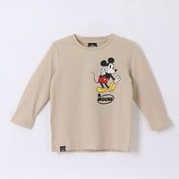 Polera Manga Larga Niño Back Print Mickey Beige Disney