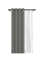 Cortina de Tela Blackout Gris + Velo Vincenzi 140x220