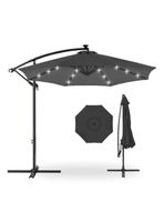 Quitasol Terraza 360° 3x3 mt Panel Solar Luz Led grafito Vincenzi