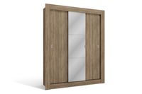 CLOSET MACHADO 3 PUERTAS CON ESPEJO NOGAL