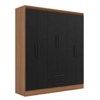 Clóset 6 Puertas 2 Cajones Ámbar Negro-Canela