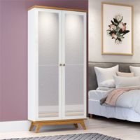 Zapatero São Paulo 2 Puertas con Espejo Blanco-Roble