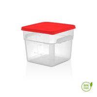 RECIPIENTE CUADRADO POLIETILENO 5.7 LITROS CON TAPA ROJA