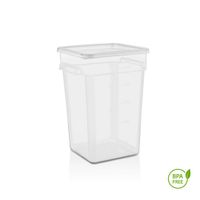 RECIPIENTE CUADRADO POLIPROPILENO 20.8 LITROS CON TAPA TRANSPARENTE