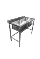 LAVADERO MURAL 2 TAZA ACERO INOXIDABLE 120 X 60 CM