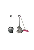 PALA BASURA ALUMINIO C/TAPA NEGRA Y ESCOBA