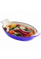 PLATO DE HIERRO ENLOZADO OVALADO AZUL 26 cm