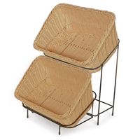 SET DE 2 CANASTOS CON SOPORTE DE EXHIBICIÓN COLOR MADERA 23.5X33 CM