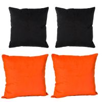 Set 4 Cojines combinados 40X40 Felpa velvet Naranja y Negro