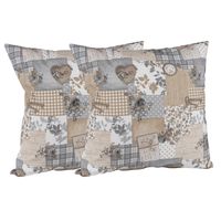 Set 2 cojines Lona Española Patchwork 50x50 Gris