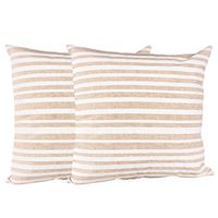 Set 2 cojines Lona Española Rayas 50x50 BEIGE
