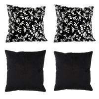 Set 4 Cojines Tela  40x40   Lona Keila  y Felpa  Negro