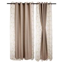 Set Cortinas ambiente Mati y velo bordado 4pzas Beige