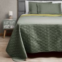 Quilt Bicolor Masel 2 plazas verde olive - pistacho 220x250