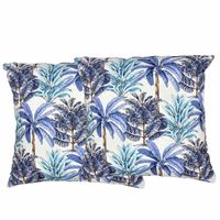 Set 2 cojines Lona Española Palmeras 50x50 AZUL