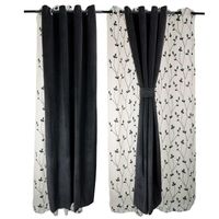 Set Cortinas 4 pzas New Velvet -Velo Bordado Negro