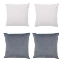 Set 4 Cojines combinados  40X40  Felpa velvet  Ivory y Gris