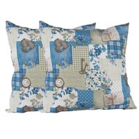 Set 2 cojines Lona Española Patchwork 50x50  AZUL