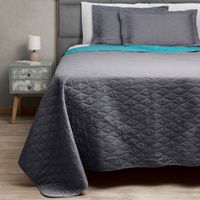 Quilt Bicolor Masel  2 plazas Gris-Turquesa