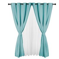 Set Cortinas 8 Piezas Yasmin Turquesa