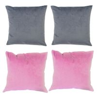 Set 4 Cojines combinados  40X40  Felpa velvet  gris  y palo rosa