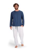 Pijama Largo Algodón Azul con amarra Ajustable Mota