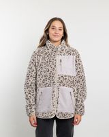 Poleron mujer Polar estampado Sherpa full cierre Beige Polemic