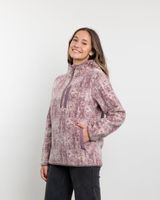 Poleron mujer Polar estampado Sherpa medio cierre Burdeo Polemic
