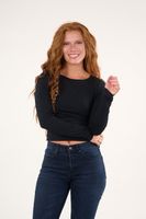 Polera manga larga recogido lateral VW1770 Negro Polemic