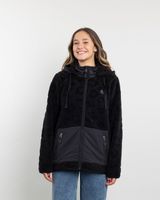 Poleron mujer Chaqueta polar Sherpa Hot Print Negro Polemic