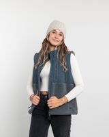 Poleron mujer Polar sin mangas Vest Sherpa acolchado Verde Polemic