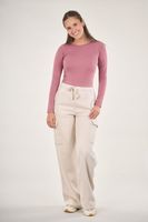 Pantalon Franela Cargo Wide Leg Crudo VW4726 Mujer Polemic