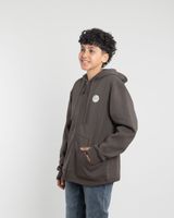 Poleron con cierre y gorro Invierno Café niño POLEMIC