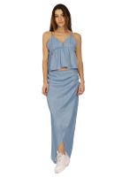 Falda Lety Pareo Celeste Divino Jeans