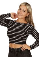 Polera Almendra II Negra Rayas Blancas Divino Jeans