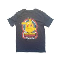 Polera Pikachu Pokemon Retro Negra Niño