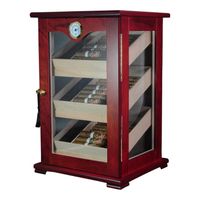 GABINETE HUMIDOR DE PUROS MADERA CAOBA 3 NIVELES CON HIGROMETRO