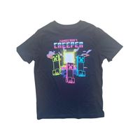 Polera Minecraft Creeper Neon Negra Niño