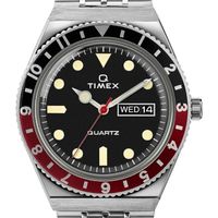 Reloj Timex Q Negro Rojo Hombre Cuarzo Envio Rapido